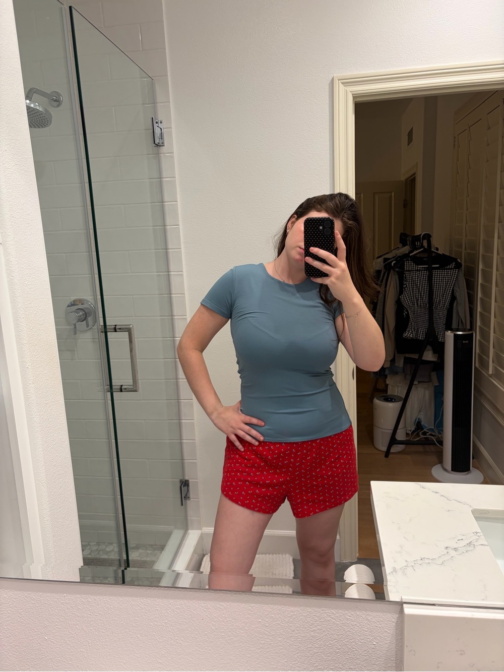 Babaton Slate Blue Crewneck Short Sleeve Top